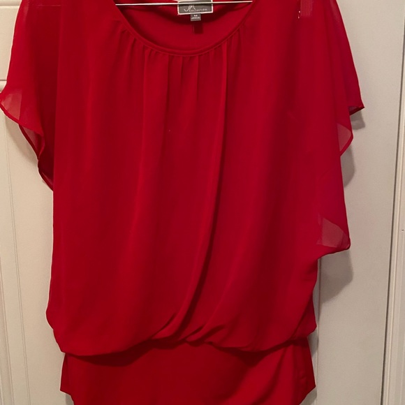 JM Collection Red Flutter Sleeve Top Size M NWT New - Picture 6 of 12